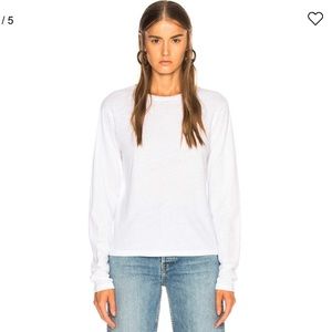 Re/Done Long Sleeve White Cotton Tee